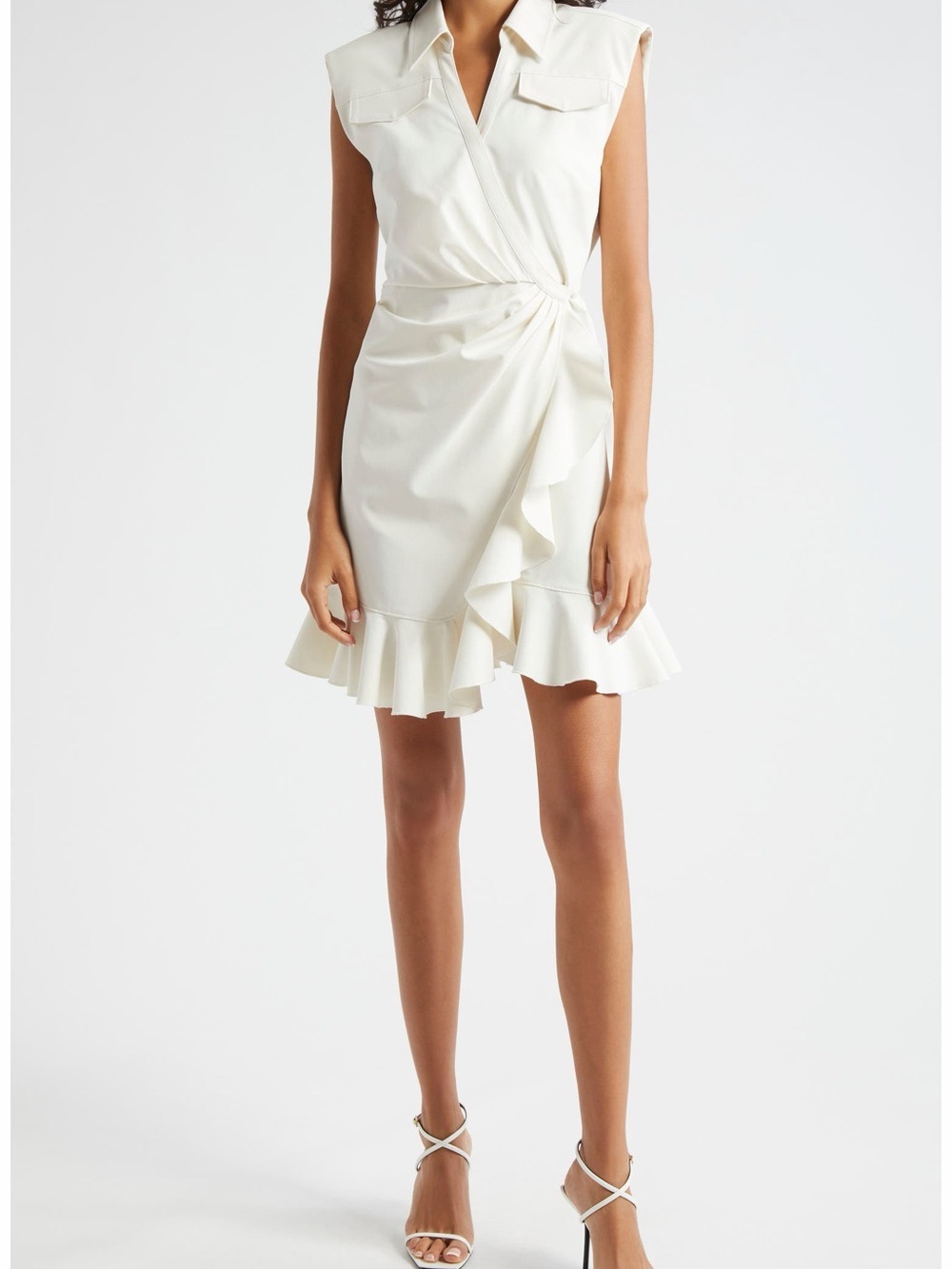 Zenni Ruffle Sleeveless Wrap Dress - Picture 1 of 14